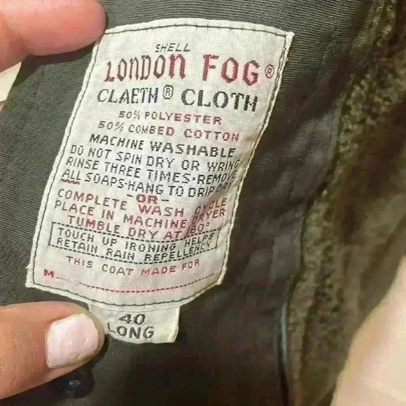 London Fog Men Sz 40 Long Trench Rain Coat Jacket Removable Lining Forest Green - Picture 5 of 9